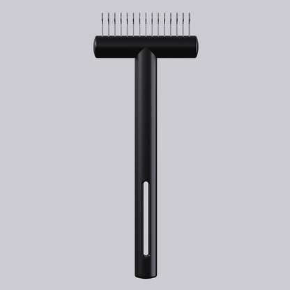 Safe-Edge Undercoat Rake in Black, stainless steel deshedding comb for double-coated dogs